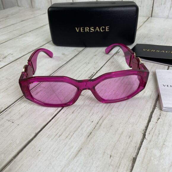 Versace VE 4361 5334/5 53mm Transparent Fuxia Geometric Sunglasses Pink Lens - Picture 10 of 16